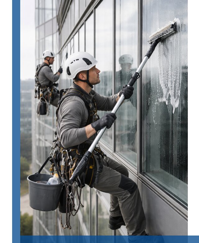 Высотная мойка сплошного остекления с выездом в Комсомольске-на-Амуре