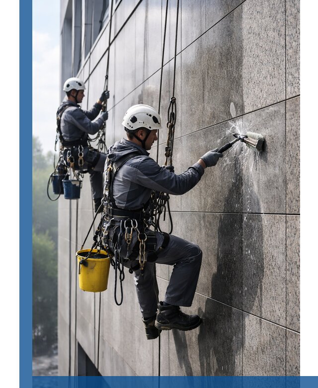 Профессиональная мойка фасада из керамогранита в Комсомольске-на-Амуре