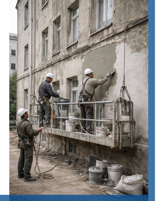 Капитальный ремонт фасада в Комсомольске-на-Амуре от 4286 р. | ВЫСОТНИК-Кмс