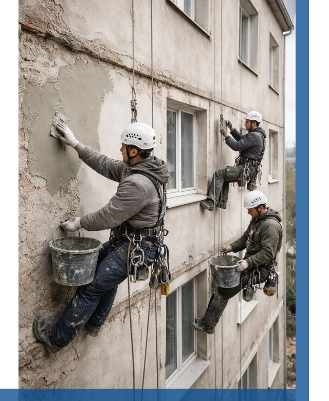 Ремонт штукатурного фасада в Комсомольске-на-Амуре от 765 р. под ключ | ВЫСОТНИК-Кмс