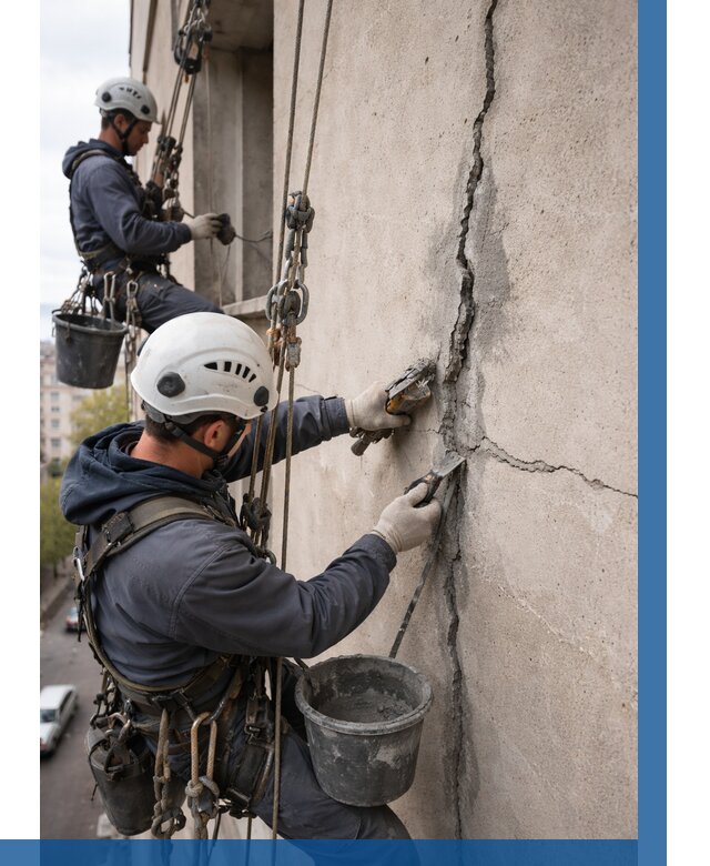 Заделка трещин на фасаде в Комсомольске-на-Амуре от 918 р. | ВЫСОТНИК-Кмс