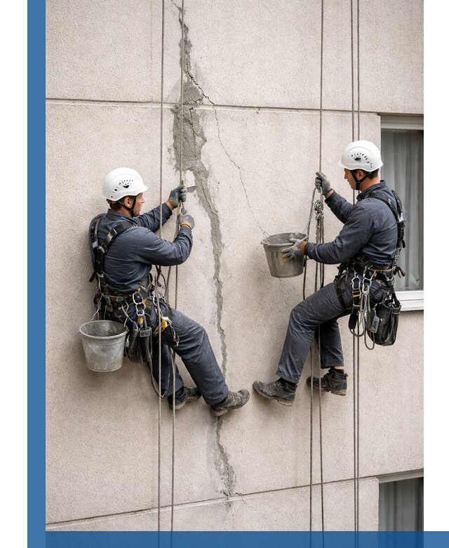 Заделка трещин на фасаде в Комсомольске-на-Амуре с гарантийным ремонтом