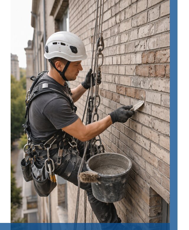 Ремонт кирпичной кладки фасада в Комсомольске-на-Амуре от 1837 р. | ВЫСОТНИК-Кмс