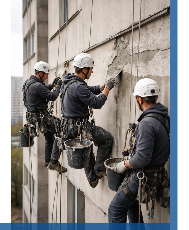 Ремонт бетонных элементов фасада в Комсомольске-на-Амуре от 2551 р. | ВЫСОТНИК-Кмс