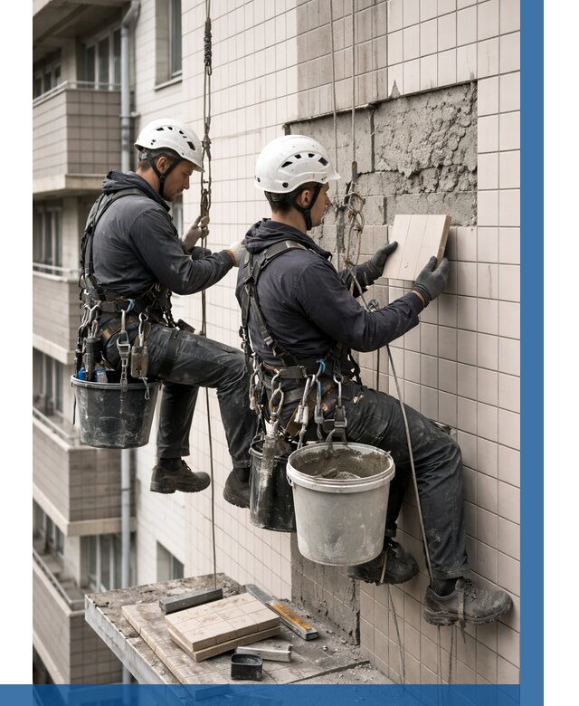 Ремонт облицовки фасада плиткой в Комсомольске-на-Амуре от 1837 р. | ВЫСОТНИК-Кмс