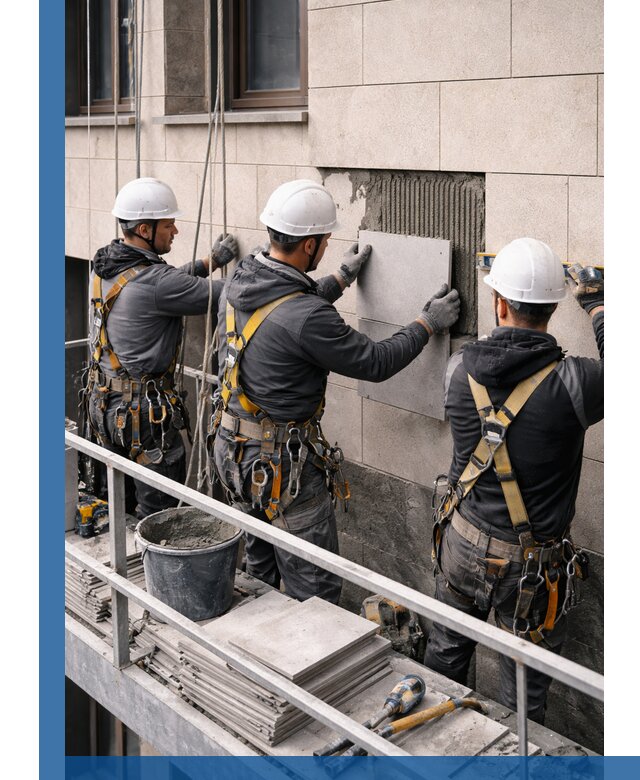 Ремонт облицовки фасада плиткой в Комсомольске-на-Амуре с гарантией