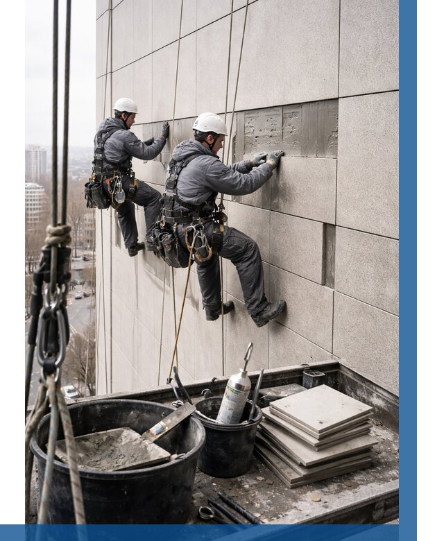 Ремонт фасада из керамогранита в Комсомольске-на-Амуре от 2551 р. | ВЫСОТНИК-Кмс