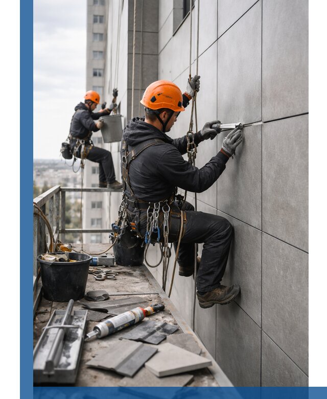 Профессиональный ремонт фасада из керамогранита в Комсомольске-на-Амуре