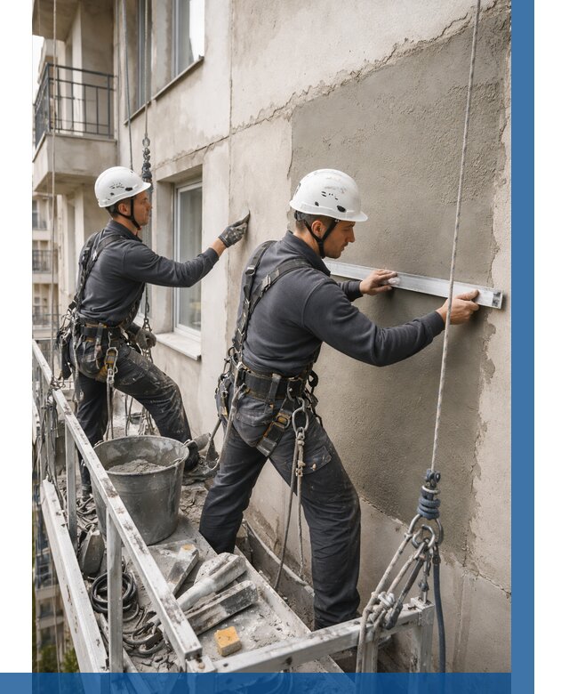 Штукатурка фасада на высоте в Комсомольске-на-Амуре от 918 р. | ВЫСОТНИК-Кмс