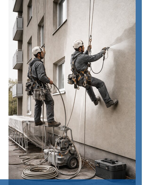 Безвоздушная покраска фасада в Комсомольске-на-Амуре от 224 р/м² | ВЫСОТНИК-Кмс