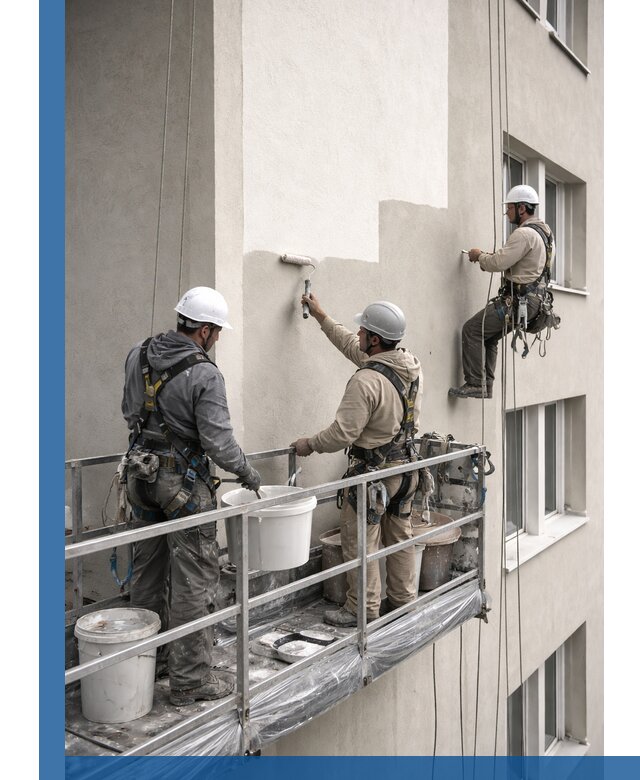 Покраска оштукатуренного фасада в Комсомольске-на-Амуре под ключ с гарантией