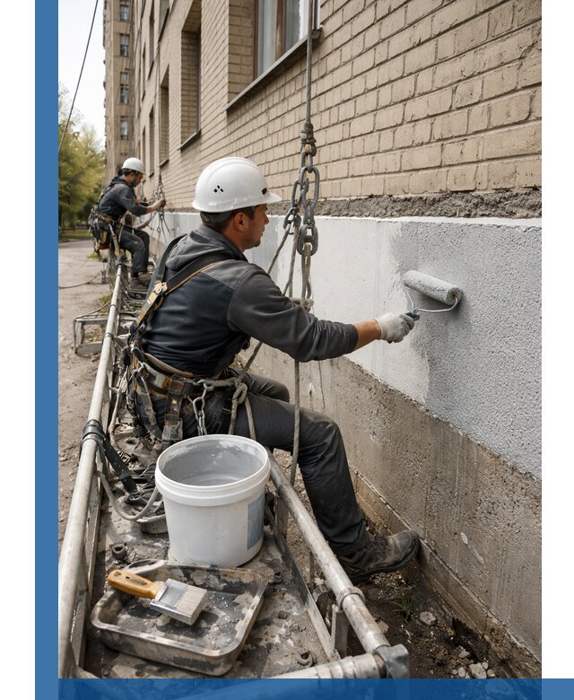 Окраска цоколя здания в Комсомольске-на-Амуре профессионально и надежно