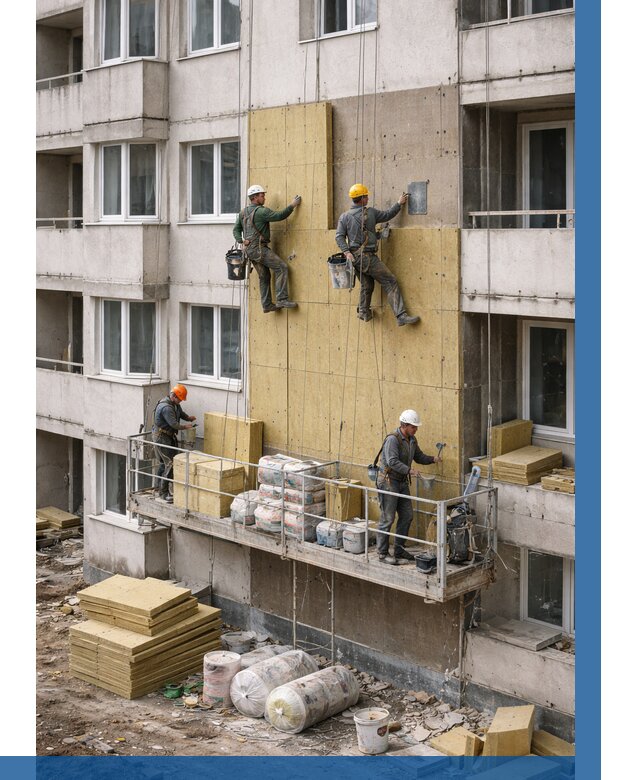 Утепление фасада минватой в Комсомольске-на-Амуре от 1531 р. | ВЫСОТНИК-Кмс