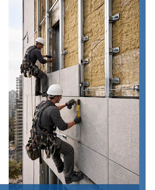 Монтаж вентилируемого фасада в Комсомольске-на-Амуре от 3571 р. | ВЫСОТНИК-Кмс