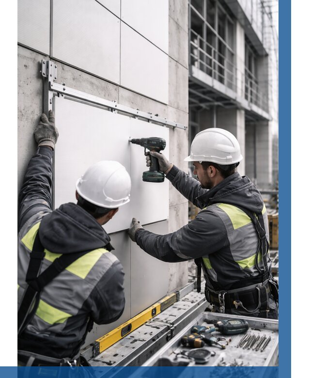 Монтаж композитных панелей фасада в Комсомольске-на-Амуре от 2551 р. | ВЫСОТНИК-Кмс