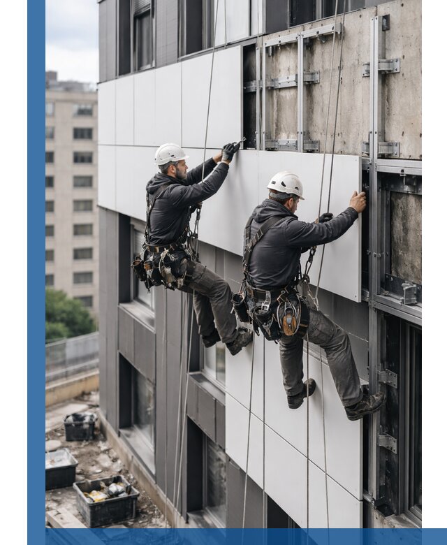 Монтаж композитных панелей фасада в Комсомольске-на-Амуре под ключ