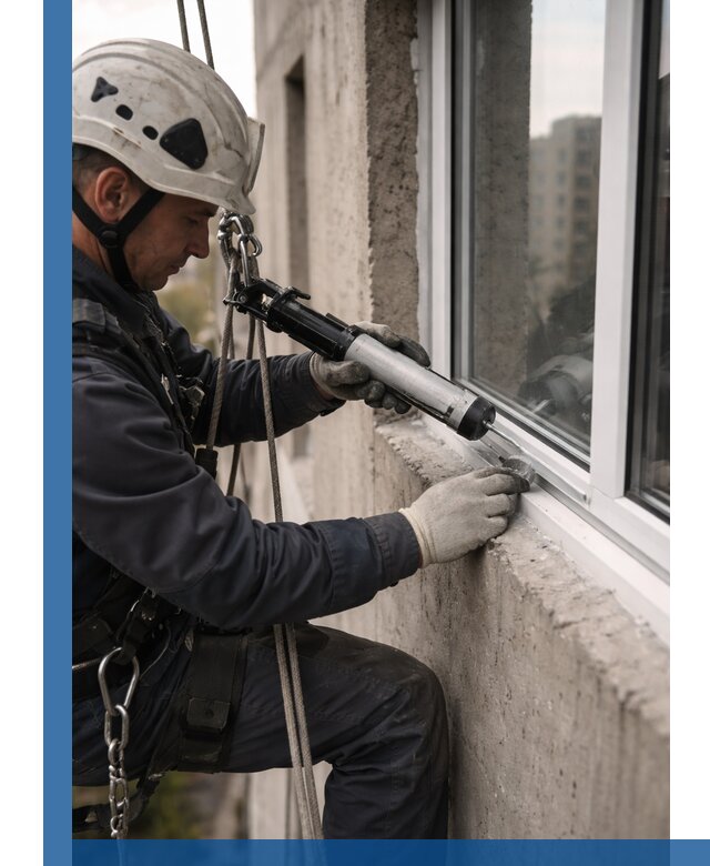 Герметизация оконных швов снаружи в Комсомольске-на-Амуре профессионально