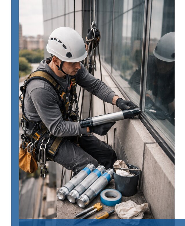 Герметизация стыков витража в Комсомольске-на-Амуре для герметичных фасадов