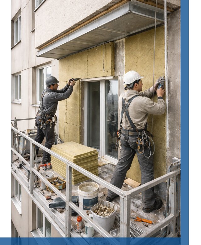 Утепление балкона снаружи в Комсомольске-на-Амуре от 1633 р. под ключ ВЫСОТНИК-Кмс