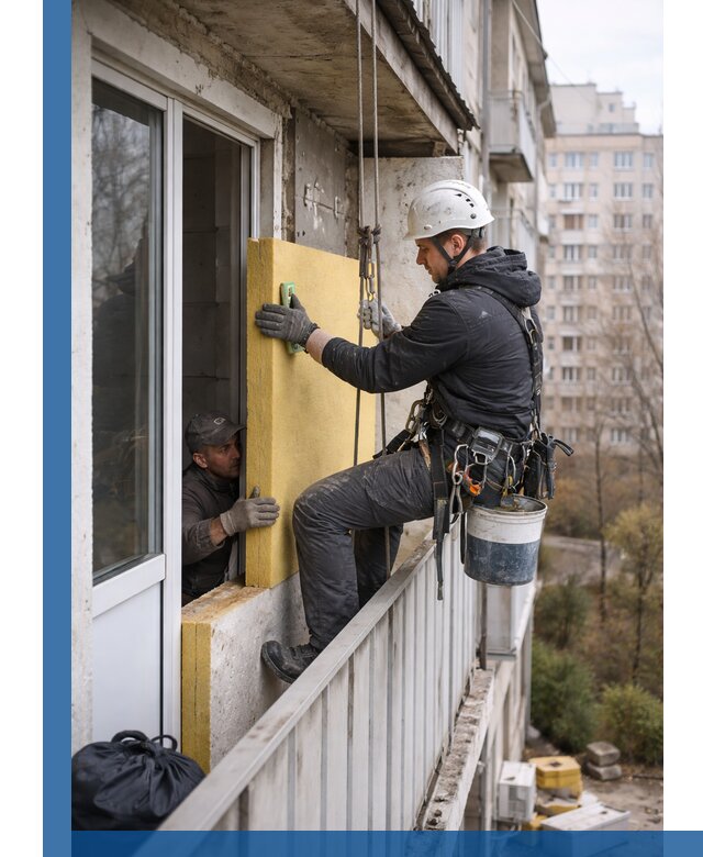 Профессиональное утепление балкона снаружи в Комсомольске-на-Амуре под ключ