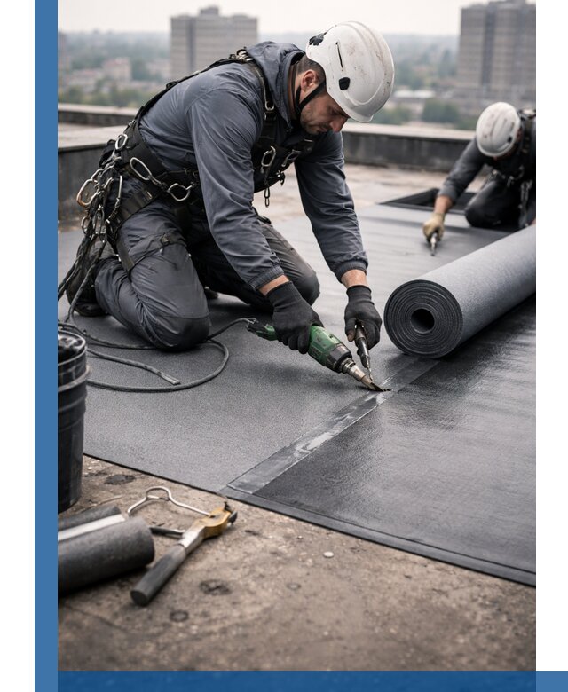 Ремонт мягкой кровли в Комсомольске-на-Амуре с выездом промальпинистов