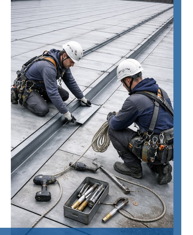 Ремонт фальцевой кровли в Комсомольске-на-Амуре от 714 р. | ВЫСОТНИК-Кмс