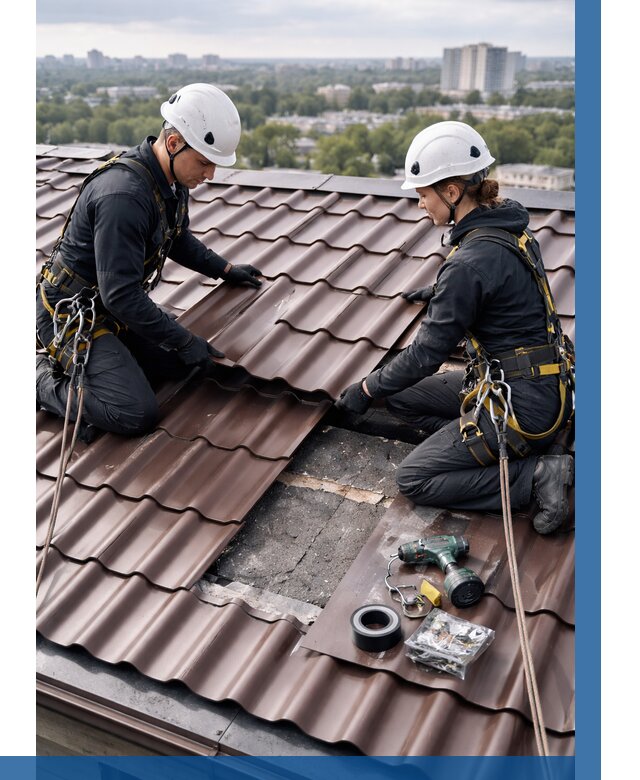 Ремонт металлочерепицы на крыше в Комсомольске-на-Амуре от 918 р. | ВЫСОТНИК-Кмс