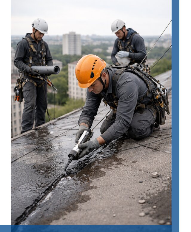 Устранение протечек кровли в Комсомольске-на-Амуре от 12245 р. | ВЫСОТНИК-Кмс