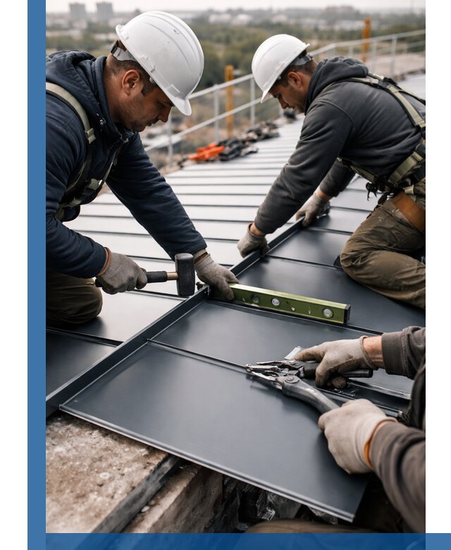 Монтаж фальцевой кровли в Комсомольске-на-Амуре для промышленных зданий