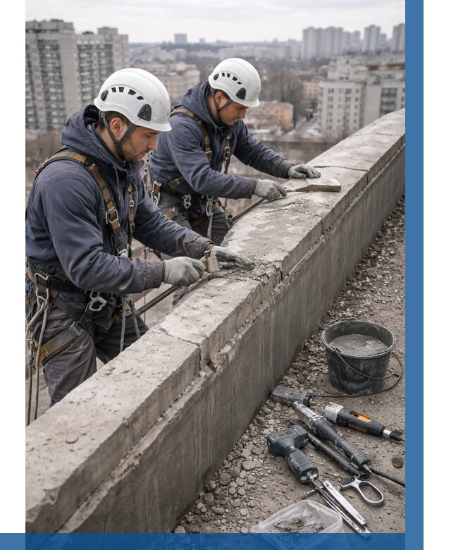 Ремонт парапета на кровле в Комсомольске-на-Амуре от 1531 р. | ВЫСОТНИК-Кмс