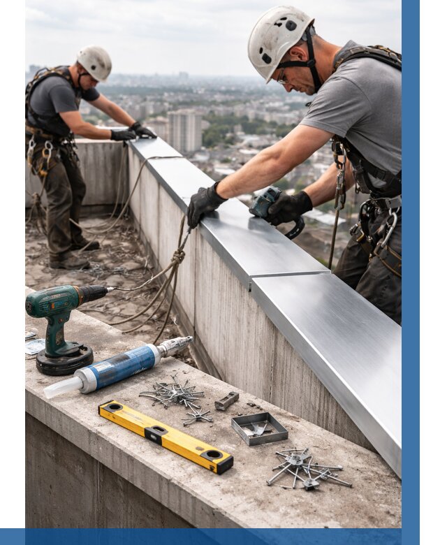 Монтаж парапетных крышек в Комсомольске-на-Амуре от 816 р. | ВЫСОТНИК-Кмс