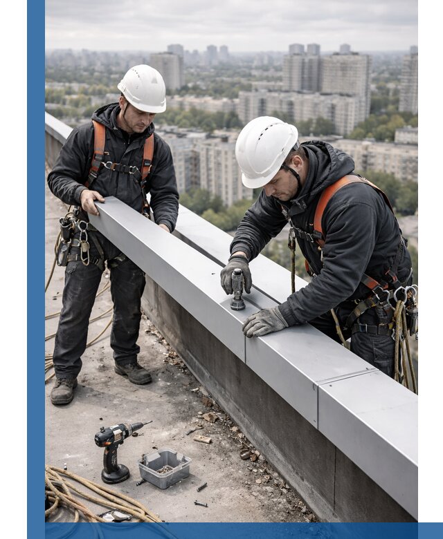 Монтаж парапетных крышек и ограждений кровли в Комсомольске-на-Амуре