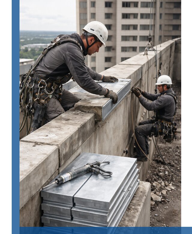 Замена парапетных крышек и установка новых в Комсомольске-на-Амуре