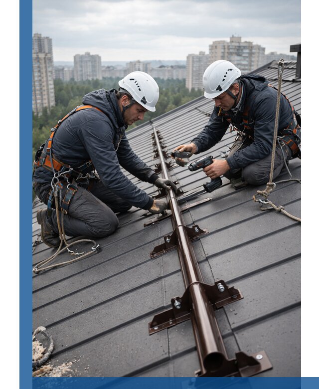 Монтаж снегозадержателей на кровле зданий в Комсомольске-на-Амуре под ключ