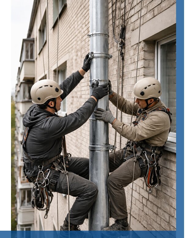 Замена водосточных труб в Комсомольске-на-Амуре от 6633 р. | ВЫСОТНИК-Кмс