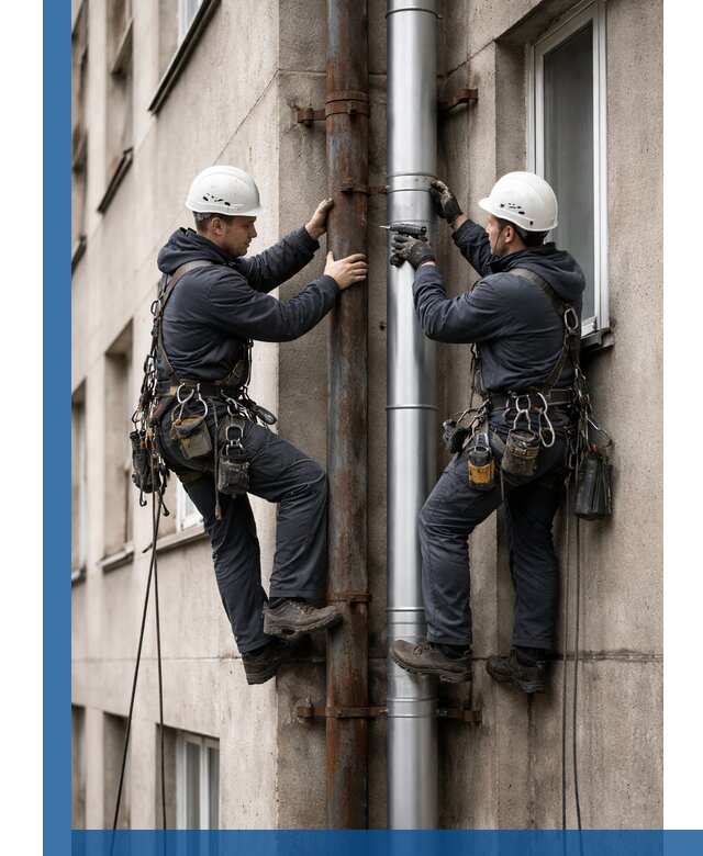Замена водосточных труб в Комсомольске-на-Амуре: монтаж и демонтаж под ключ