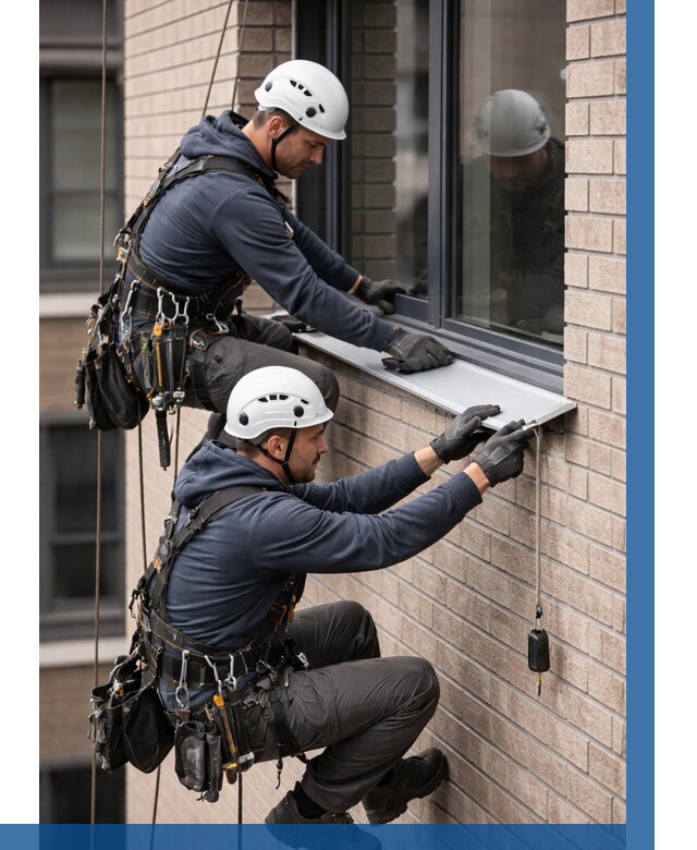 Монтаж оконных отливов под ключ в Комсомольске-на-Амуре от 3571 р. | ВЫСОТНИК-Кмс