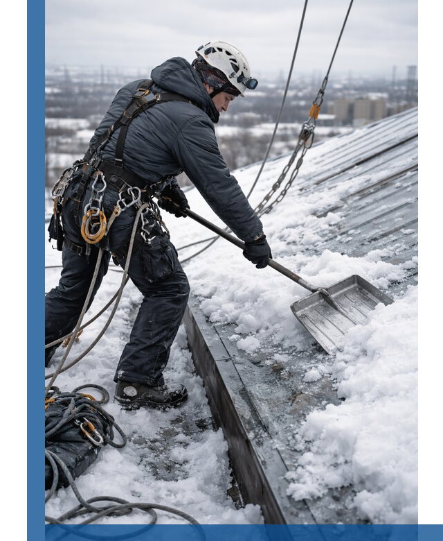Профессиональная очистка кровли от снега и наледи в Комсомольске-на-Амуре