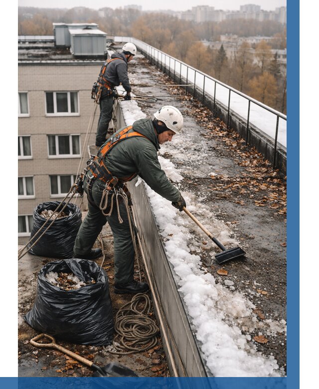 Очистка кровли по периметру в Комсомольске-на-Амуре от 561 р. | ВЫСОТНИК-Кмс