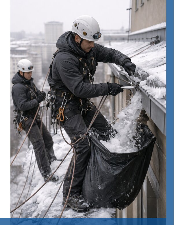 Аварийная очистка крыши в Комсомольске-на-Амуре под ключ от 306 р. | ВЫСОТНИК-Кмс