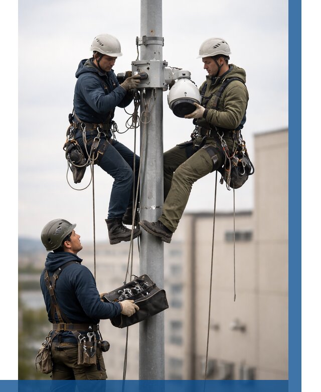 Установка видеокамер на мачте в Комсомольске-на-Амуре от 8673 р. | ВЫСОТНИК-Кмс