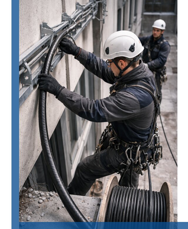 Протяжка кабеля питания на высоте в Комсомольске-на-Амуре с гарантией безопасности и качества