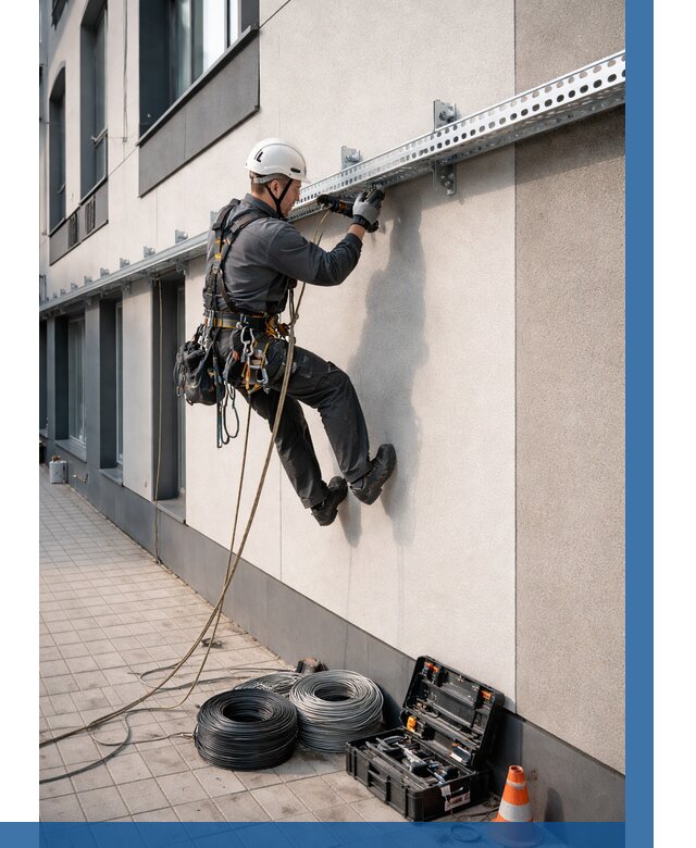 Монтаж кабельных лотков на фасаде в Комсомольске-на-Амуре от 1224 р. | ВЫСОТНИК-Кмс