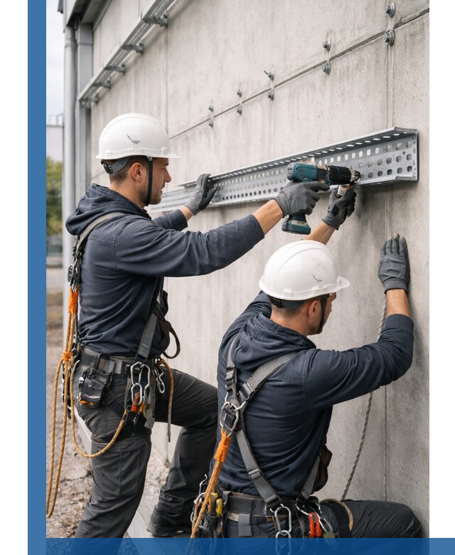 Монтаж кабельных лотков на фасаде зданий в Комсомольске-на-Амуре с гарантией