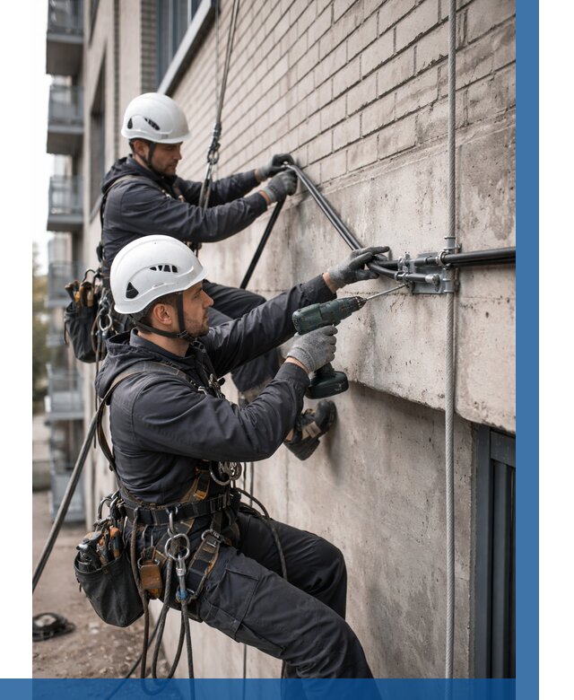 Крепление кабеля на фасаде в Комсомольске-на-Амуре от 357 р. | ВЫСОТНИК-Кмс