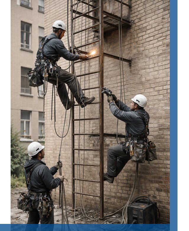 Ремонт пожарной лестницы в Комсомольске-на-Амуре от 7653 р. | ВЫСОТНИК-Кмс