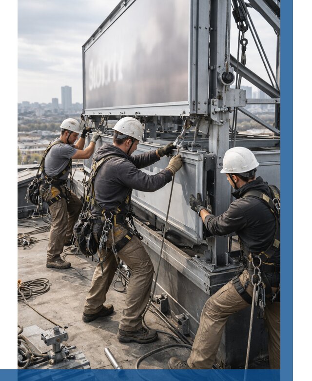 Монтаж крышной рекламной конструкции в Комсомольске-на-Амуре от 61224 р.|ВЫСОТНИК-Кмс