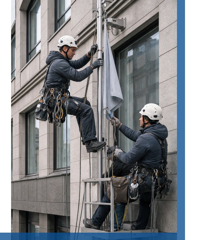 Установка флагов на фасаде в Комсомольске-на-Амуре от 4592 р. | ВЫСОТНИК-Кмс