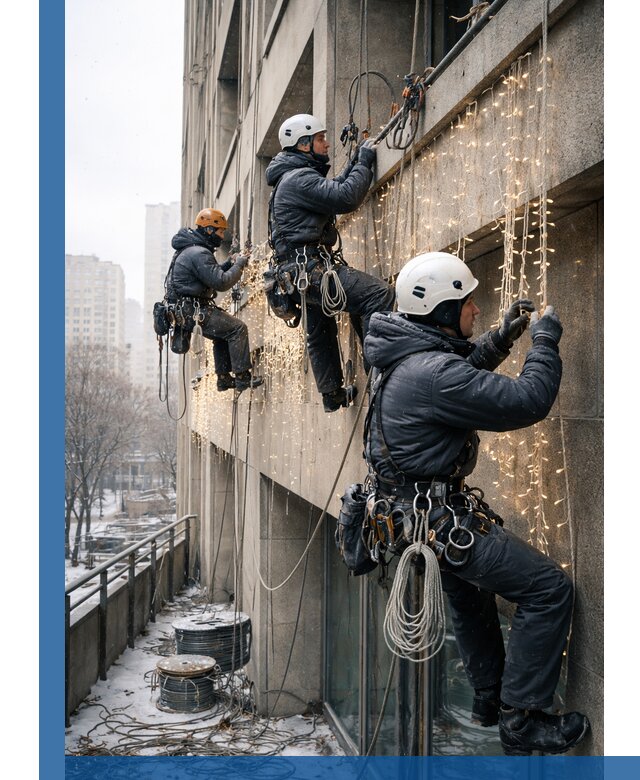 Монтаж новогодней иллюминации и украшение фасадов в Комсомольске-на-Амуре