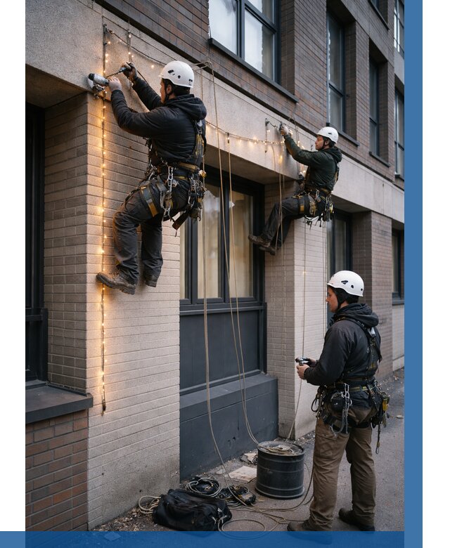 Монтаж гирлянд на фасаде в Комсомольске-на-Амуре от 3571 р. | ВЫСОТНИК-Кмс